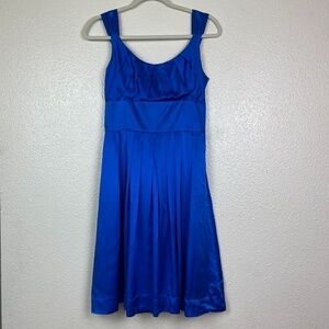 MAGGIE LONDON Baby Doll 100% Silk Dress sz 2 - Royal Blue Empire Waist Y2K Vibe
